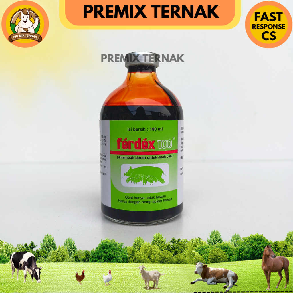 FERDEX 100 ml - Obat Penambah Darah Hewan Sapi Kambing Kuda Babi Anemia