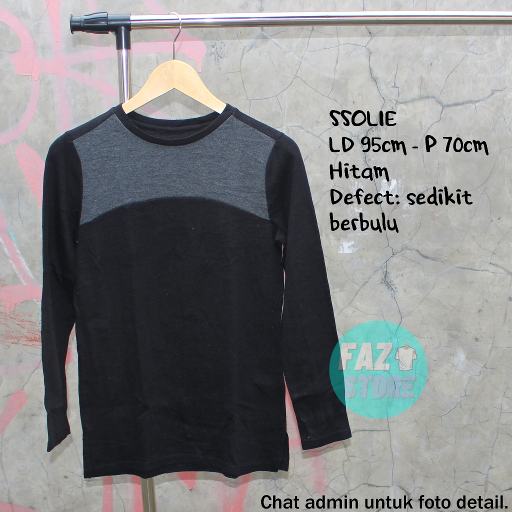 Atasan Sweater Kaos Lengan Panjang Wanita Warna Hitam