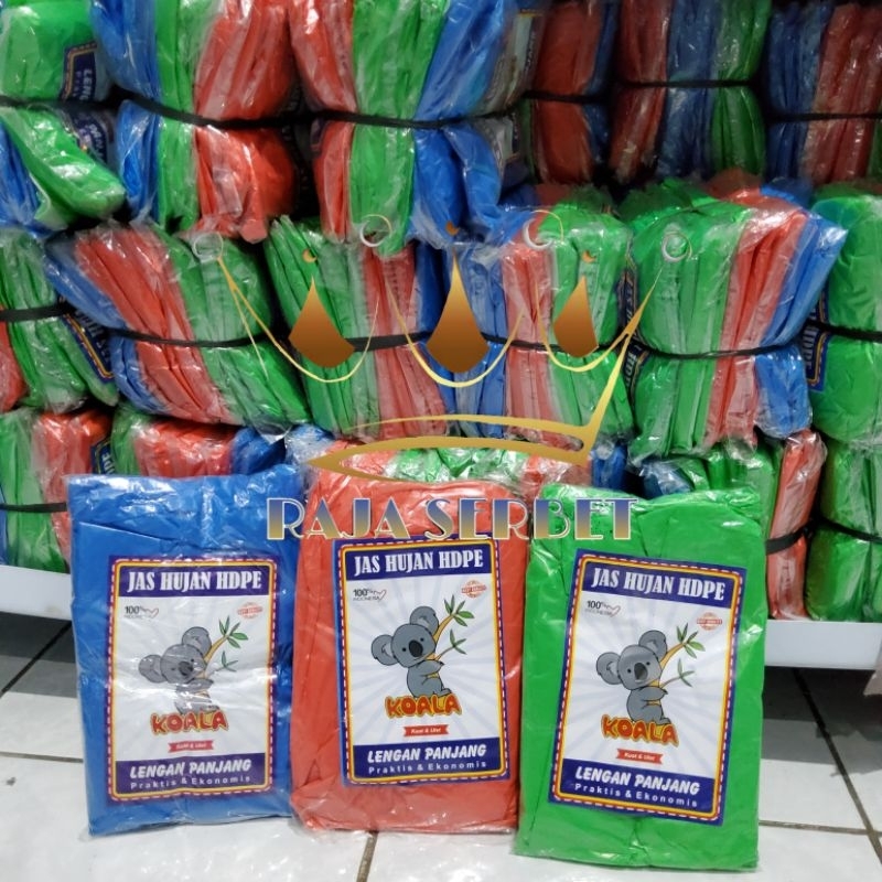 JAS HUJAN PLASTIK  PONCHO LENGAN WARNA HDPE / LDPE KOALA