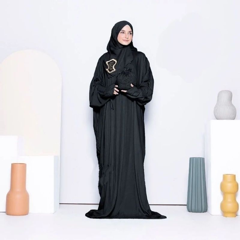 Mukena pashmina bordir terompa pasmina Hadramaud terompah Hadramaut terompa