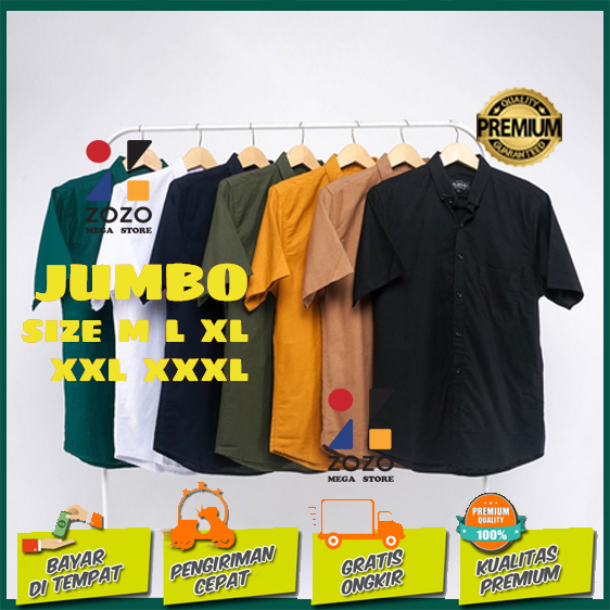 XXXXL / 4L PROMO KEMEJA LENGAN PENDEK KASUAL JUMBO TERLARIS