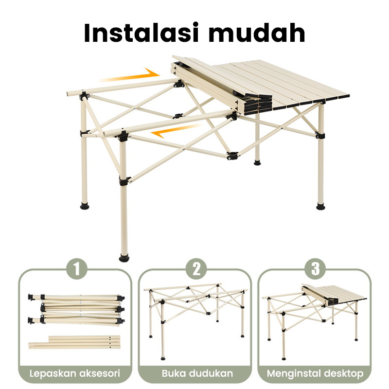 Weyon Sakura Meja Lipat Outdoor Aluminium Meja Lipat Portable Meja Lipat Camping（95*57*50CM）