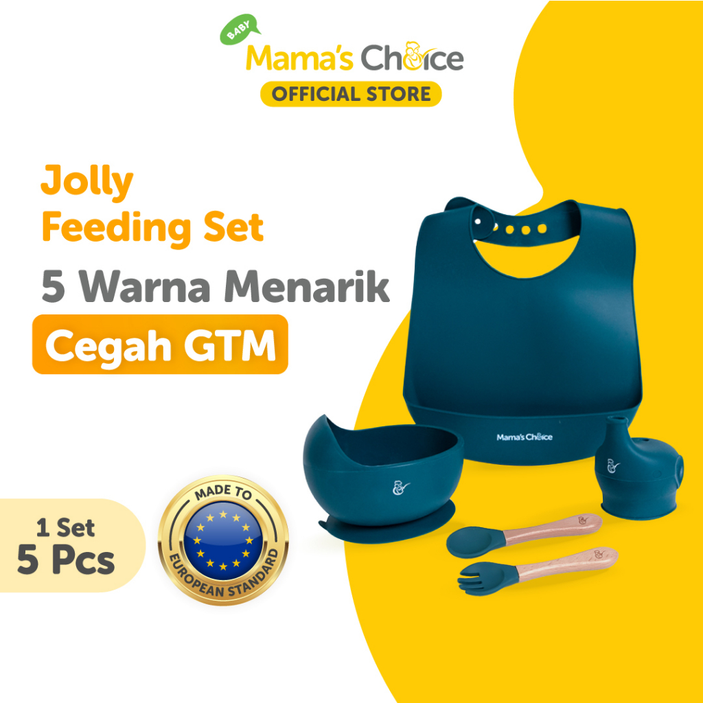 Alat Makan Bayi - Jolly Feeding Set Silicone Mama's Choice  - Set Makan Bayi Peralatan Makan Bayi (B