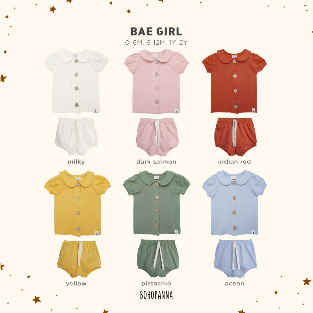 Bohopanna Bae Set Girl 0-2 Tahun Setelan Collar Anak Perempuan CBKS