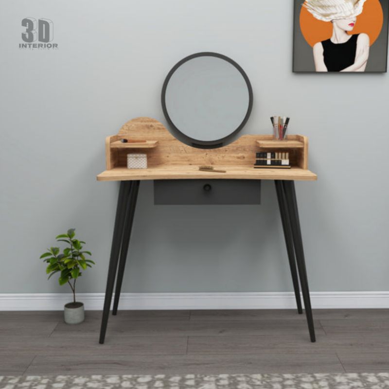 Meja Rias Kaca Cermin Bulat | Meja rias simple Meja rias kaki minimalis