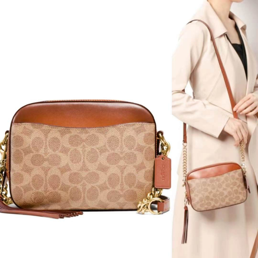 [Instant/Same Day] coach  31208 Cowhide + canvas material ladies one shoulder bag cross body bag  xjb