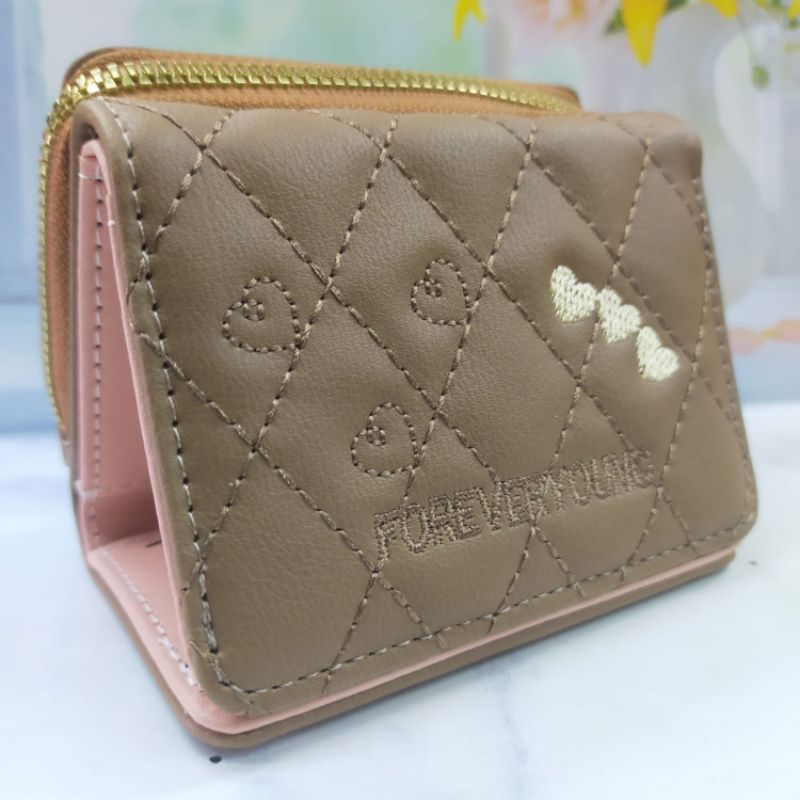 COD DOMPET WANITA MINI LIPAT 3 KOIN KARTU RESLETING DOMPET KECIL WANITA FOREVER YOUNG