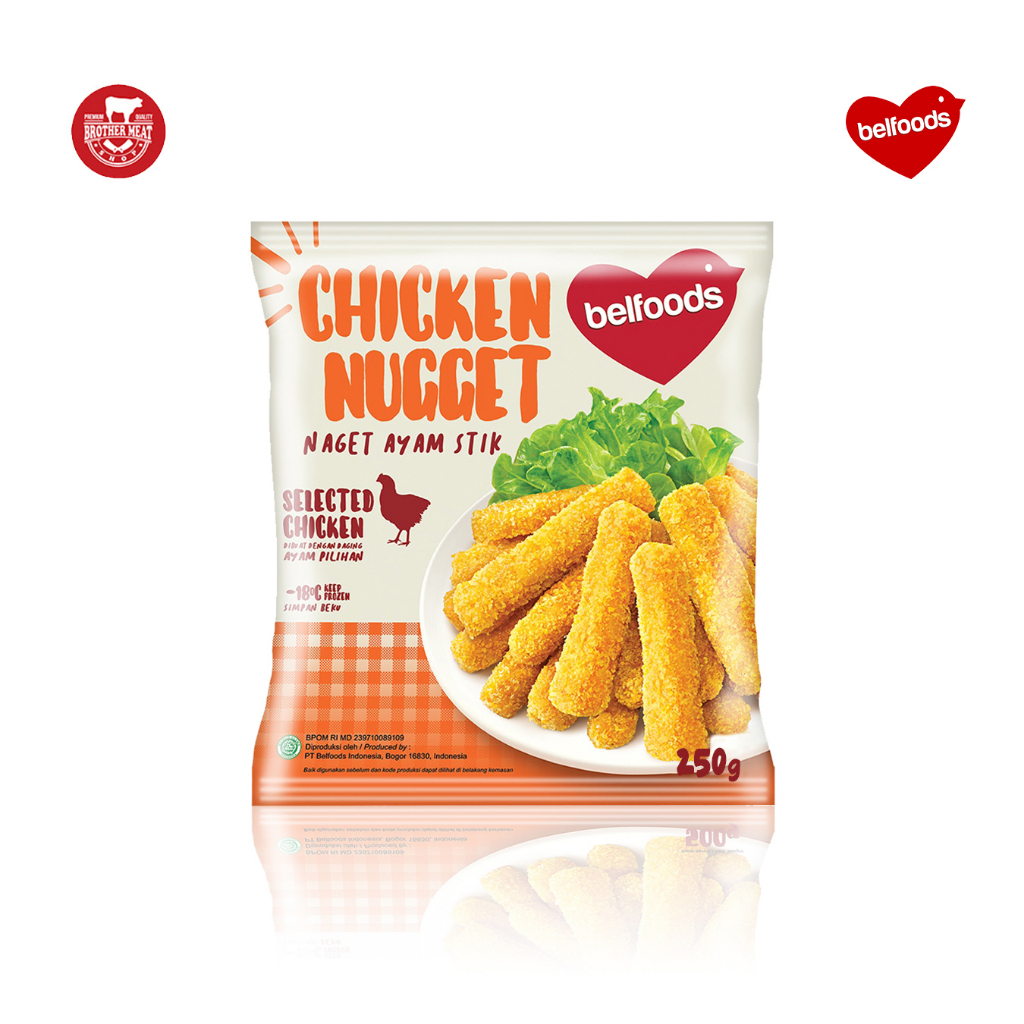 Belfoods Chicken Nugget Stick 170gr, Olahan Daging Ayam Halal