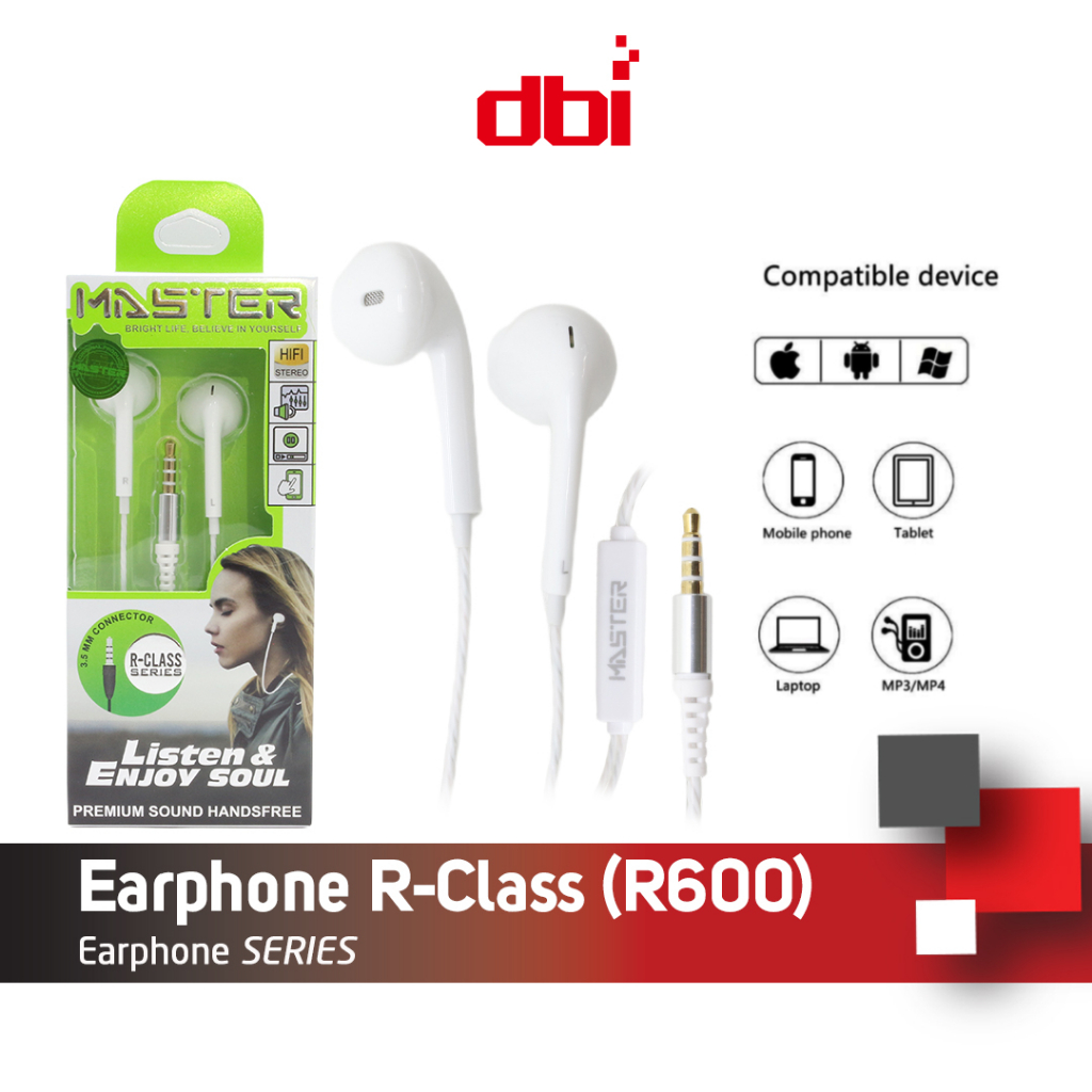 Earphone Stereo Headset Handsfree in Ear MASTER R-CLASS R600 Tanpa EARBUD Universal