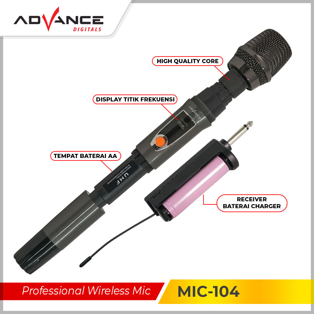 Advance Professional Mic Wireless MIC 104 / Mic tanpa kabel