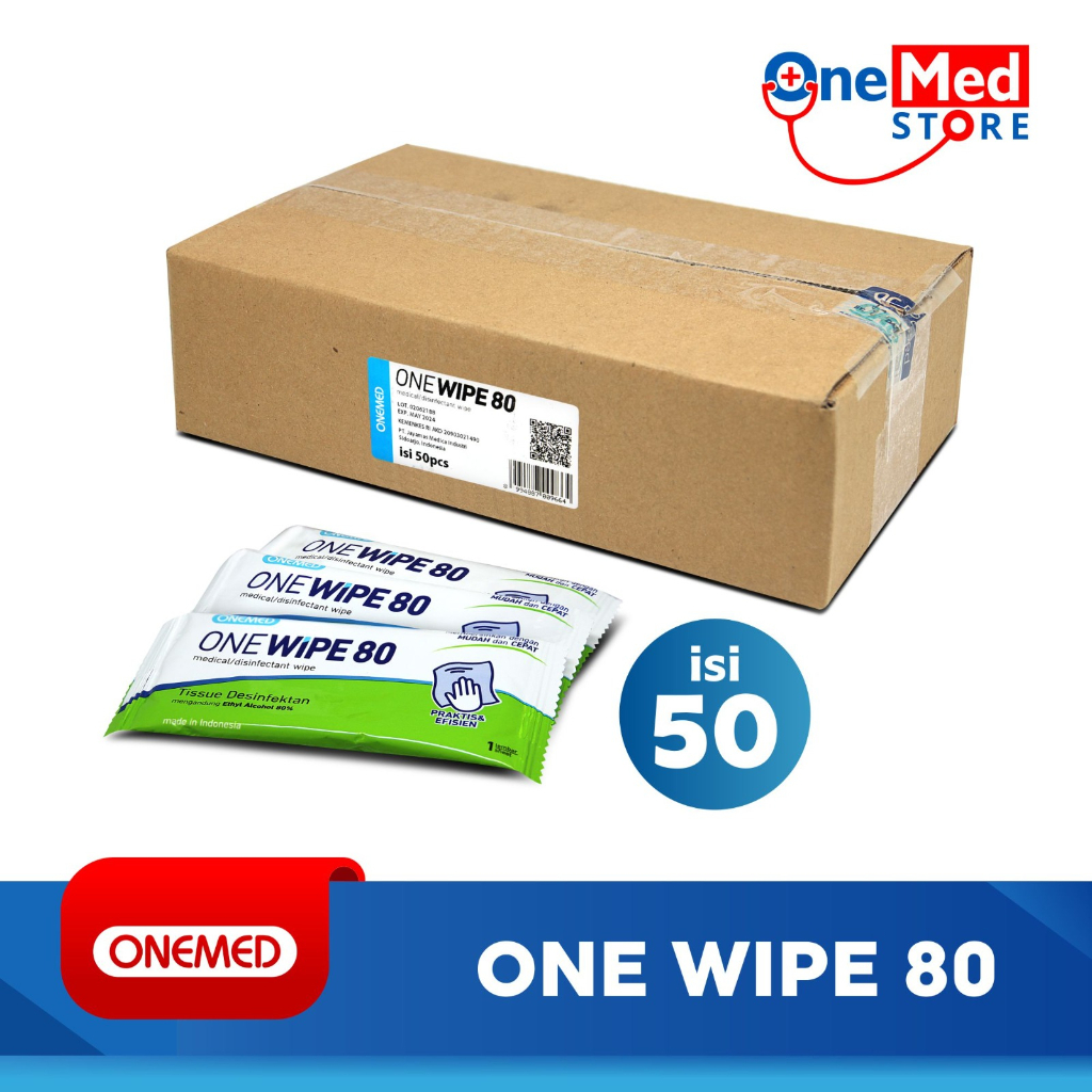 One Wipe 80 Box isi 50 pcs Tissue Desinfektan OneMed OJ