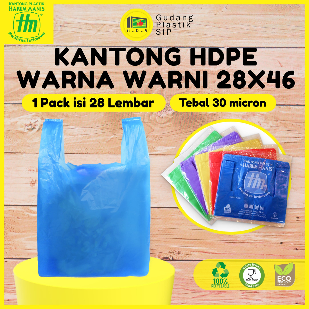 Kantong Plastik Kresek Ekonomis Warna-Warni UK 28X46 HDPE