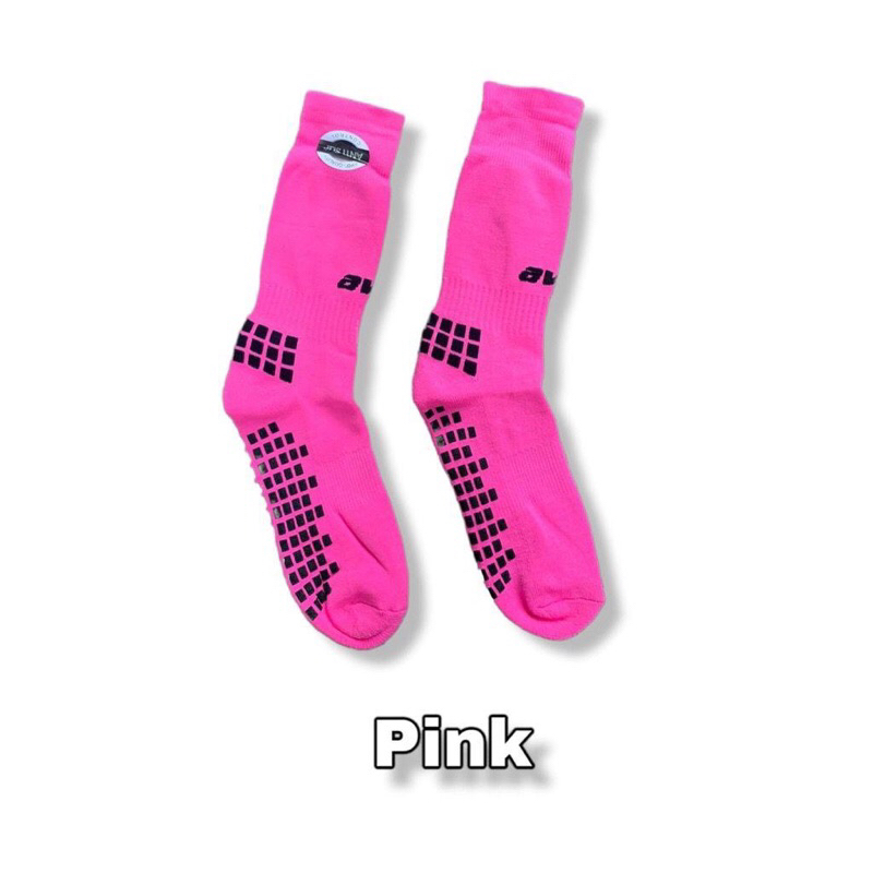 Kaos Kaki Sepak Bola Futsal AVO R9 Pendek Sebetis Polos Motif Kotak Anti Slip Warna Pink Fuschia Sta