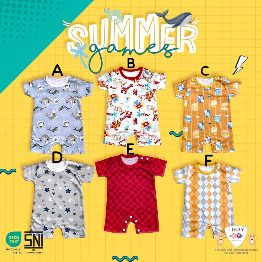 (ECER) Libby ROMPER SEGIEMPAT Bayi / Baju Kodok Jumper Bodysuit Segiempat