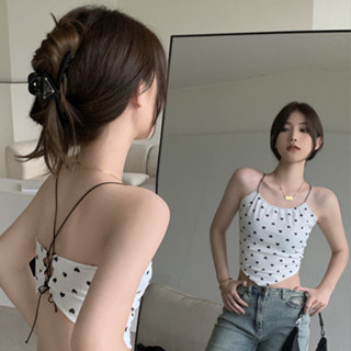 GO!BJ1247 Tank top Slayer Vest Scraf Motif Polkadot Tali Silang Belakang Tanktop Fashion Sexy Wanita