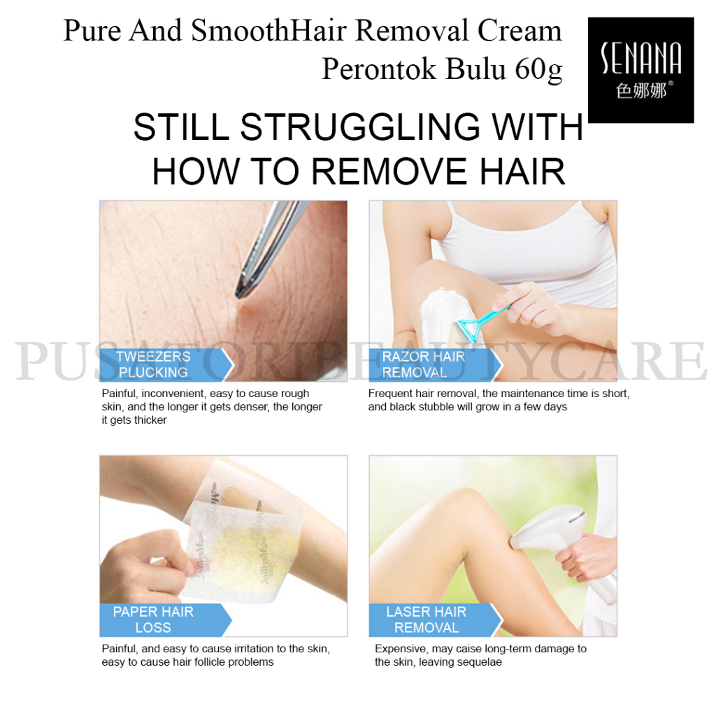 SENANA Pure And Smooth Hair Removal Cream  Perontok Bulu 60g