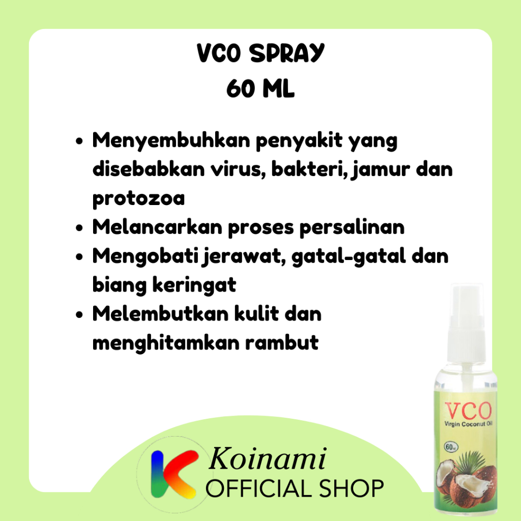 Vco 60 ml  spray / virgin coconut oil / TALI MAS