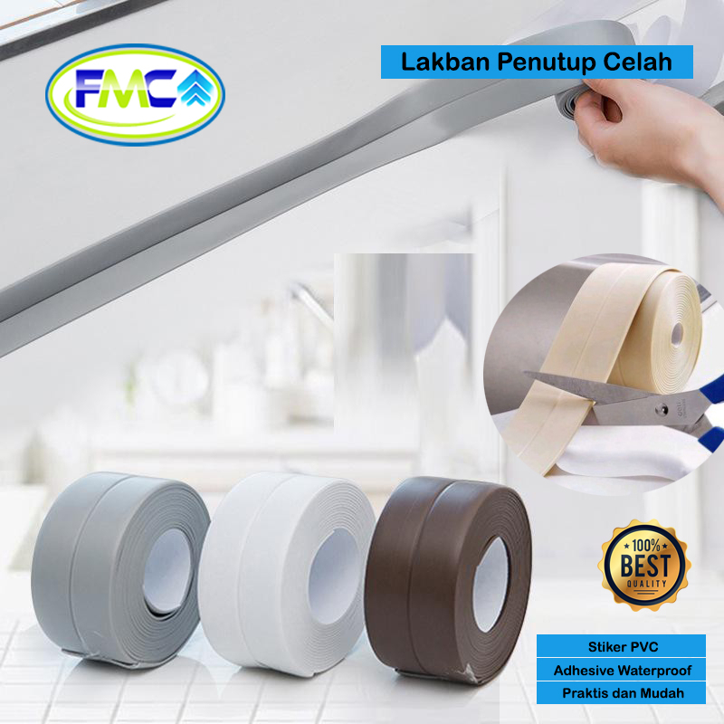 Seal Tape Protection Penutup Celah Siku Wall Sticker Lakban PVC Karet Praktis Anti bocor