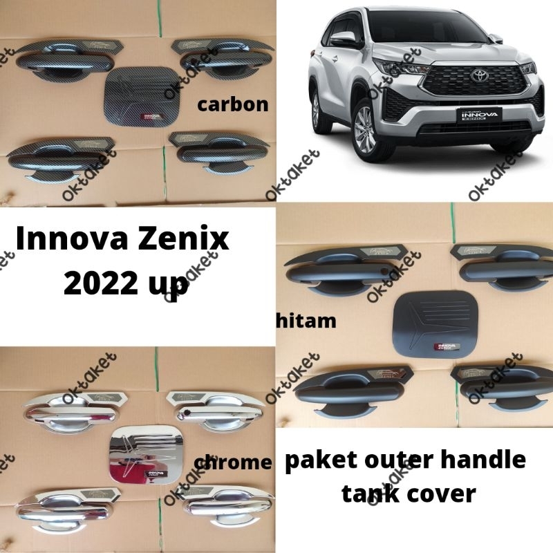 paket outer handle tank cover Innova Zenix 2022 2023 2024 Sporty Hitam Chrome carbon