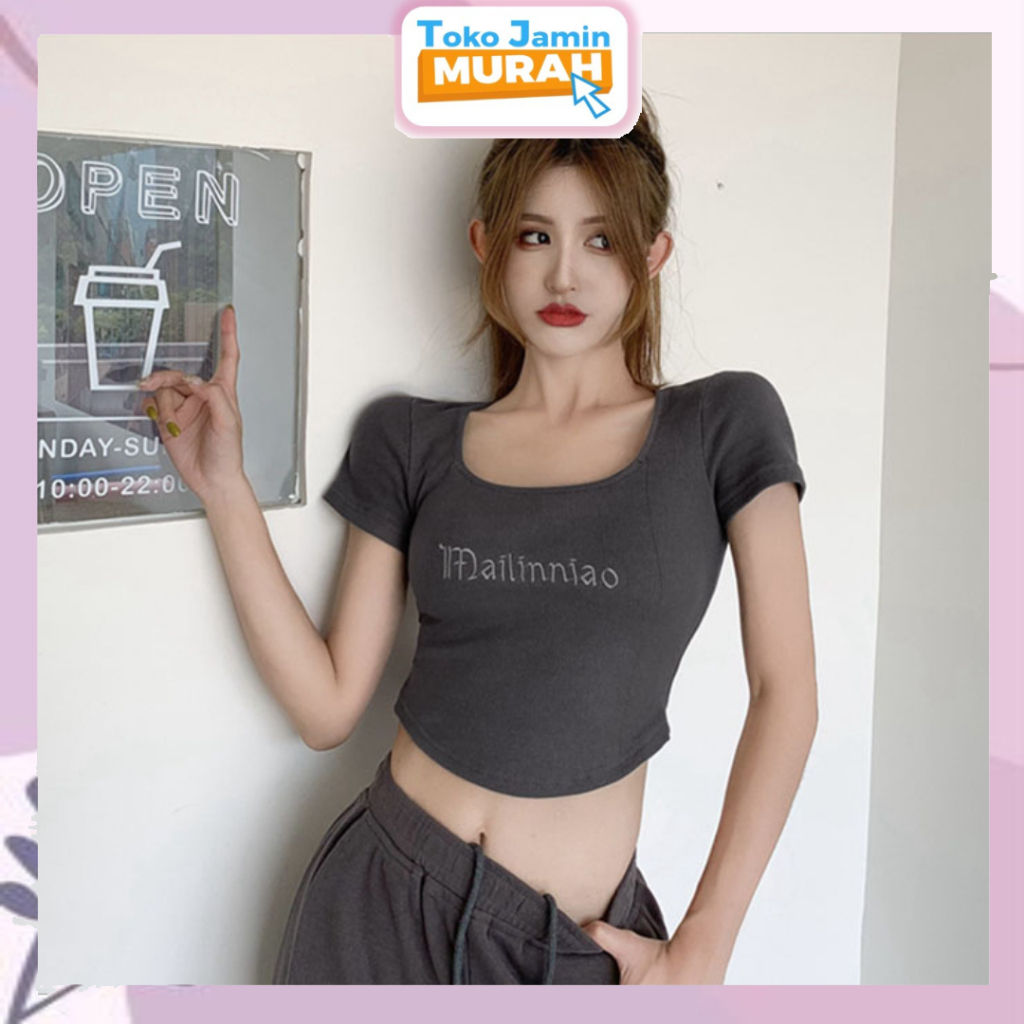 TJM BJ385 Korean Crop Top Rib Sexy Crop Top Kaos Wanita Ava Basic Baju Crop Top Fashion