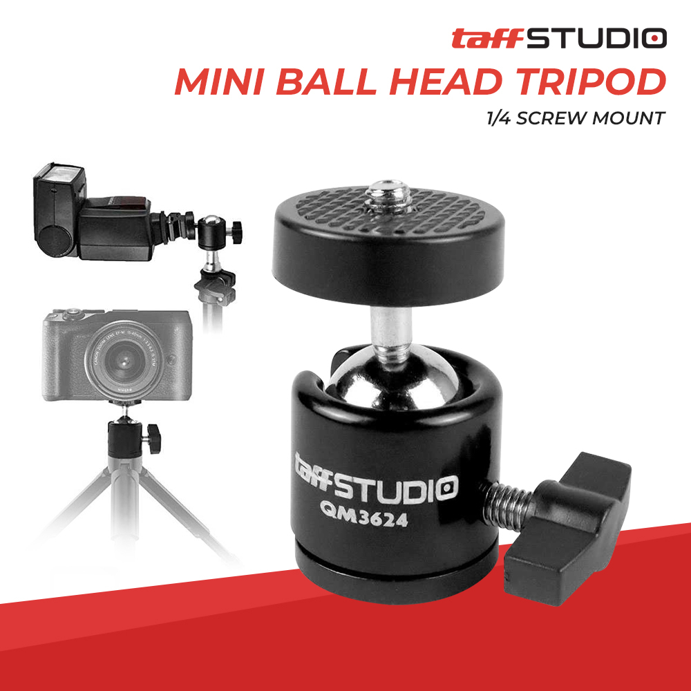 TaffSTUDIO Mini Ball Head Tripod Kamera DSLR 360 Swivel 1/4 - QM3624