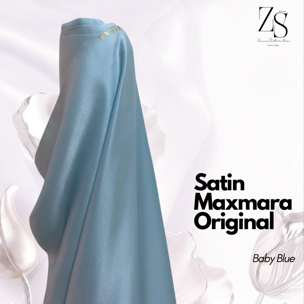 Bahan Satin Maxmara Silk Lux Premium Meteran Mewah Warna Biru Muda Baby Blue