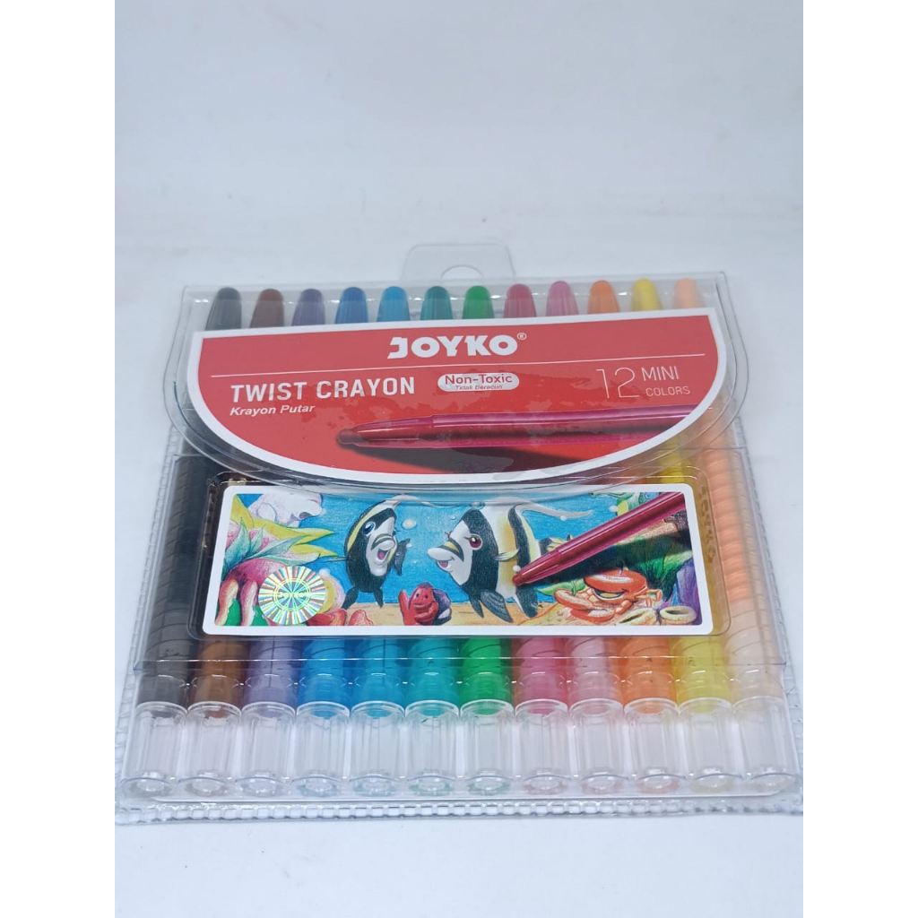 KRAYON 12 WARNA PUTAR MINI CRAYON OIL PASTEL TWIST MEREK JOYKO 1 PAK