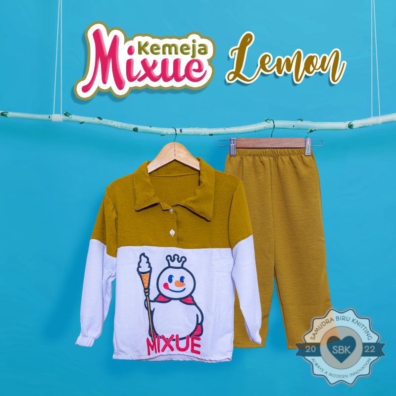 MIXUE Viral Setelan KEMEJA Anak Perempuan Mixue Crinkle Airflow Usia 1-10 Tahun Ruffle Tee | Baju Setelan Anak Cewe Bahan Crinkle Airflow Premium