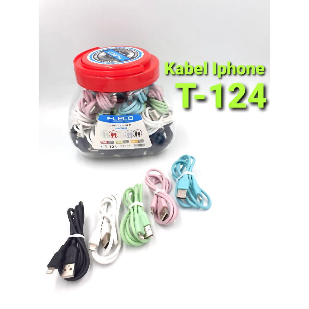 1TOPLES ISI 40PCS KABEL DATA FLECO T123 MICRO / T124 IPHONE / T125 TYPE-C KABEL DATA MAKARON FLECO ORIGINAL MICRO TYPE C IPH