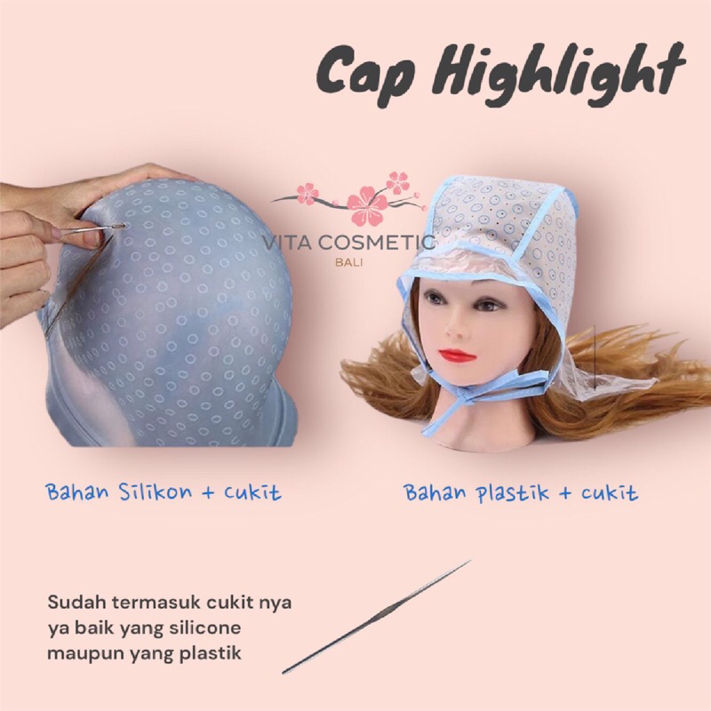 Cap Highlight Silicone Plastik / Topi Highlight Plastik Silikon silicon alat semir rambut