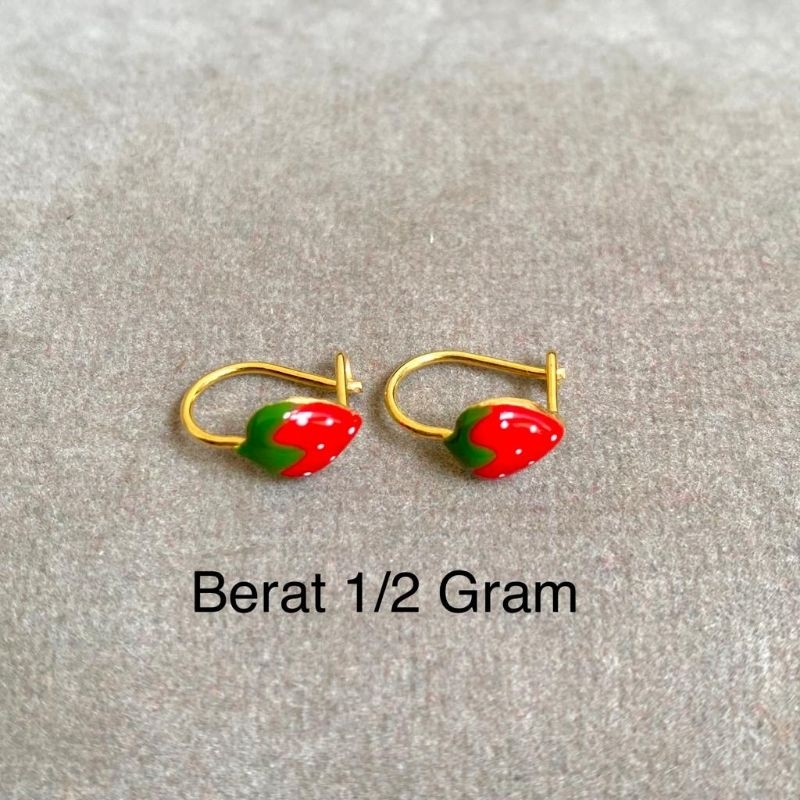 Giwang Anak Emas Muda Strawberry ½ Gram