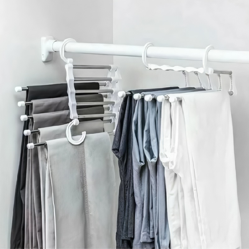 Gantungan Celana Jilbab Multifungsi Gantungan Baju Magic Hanger 5 in 1 StainlessSteel