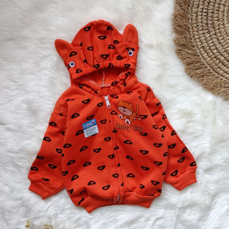 Jaket bayi motif cat (0-6bulan)