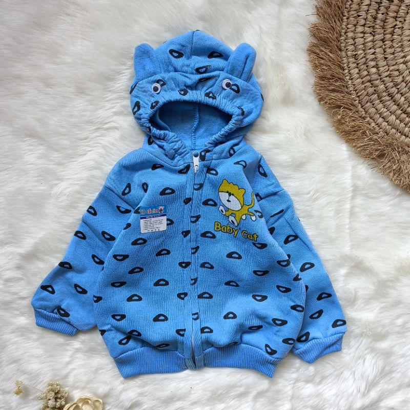 Jaket bayi motif cat (0-6bulan)