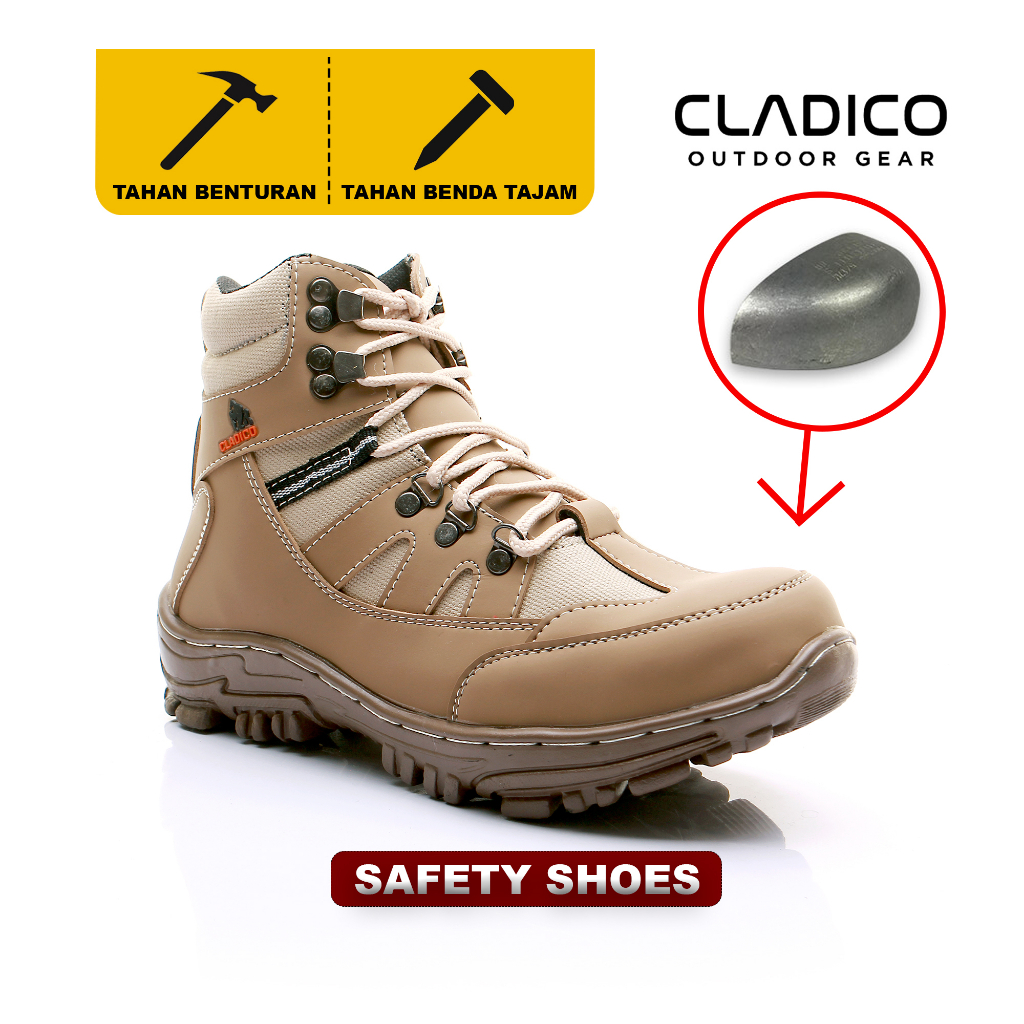 Sepatu Safety Ujung Besi Boots Safety hiking tracking Pria Cladico Roadster Tinggi