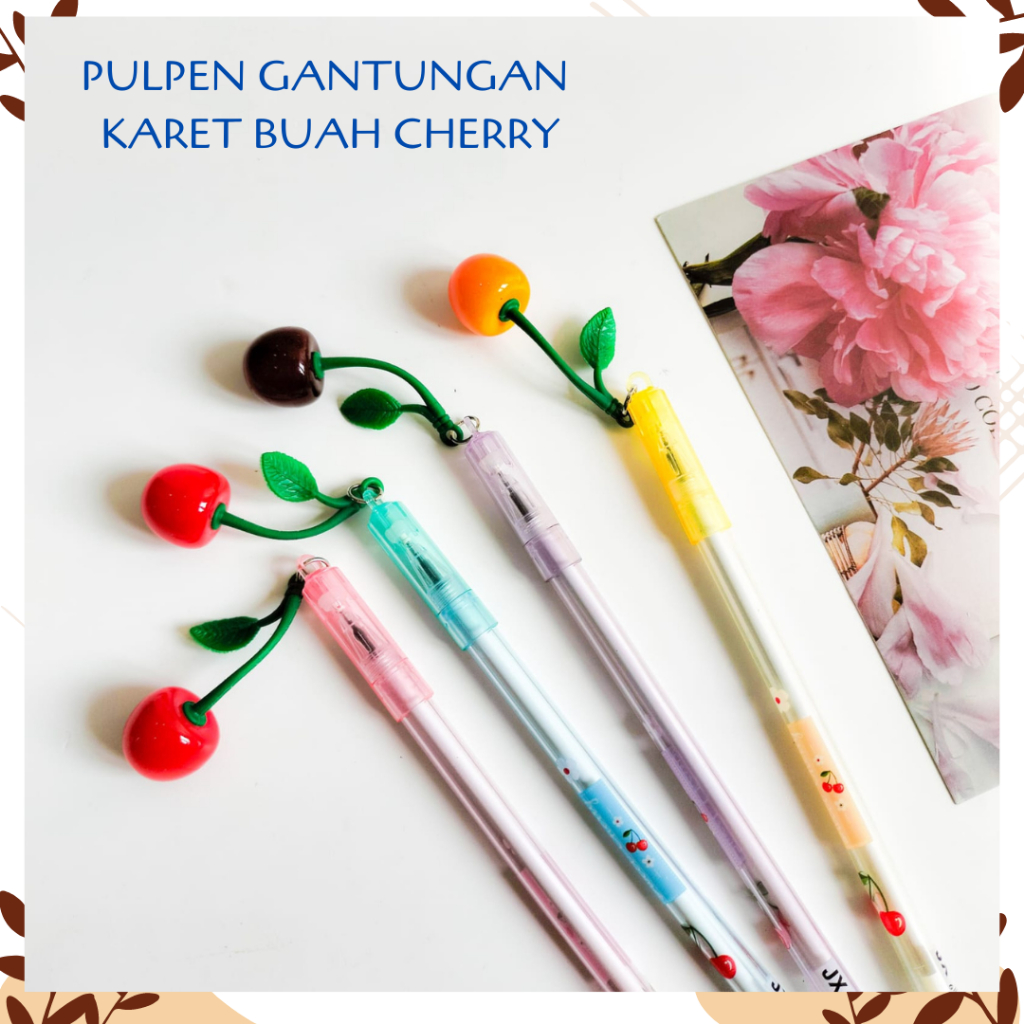 

PULPEN GANTUNGAN KARET BUAH CHERY PEN CHERRY ALAT TULIS BOLPOIN CERY UNIK IMUT MURAH PEN GEL KARAKTER