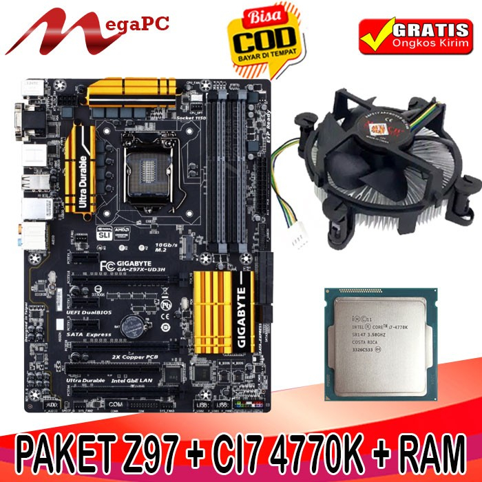 Paket LGA 1150 Mainboard Z87 Z97 + Processor Core i7 4770k + FAN + RAM