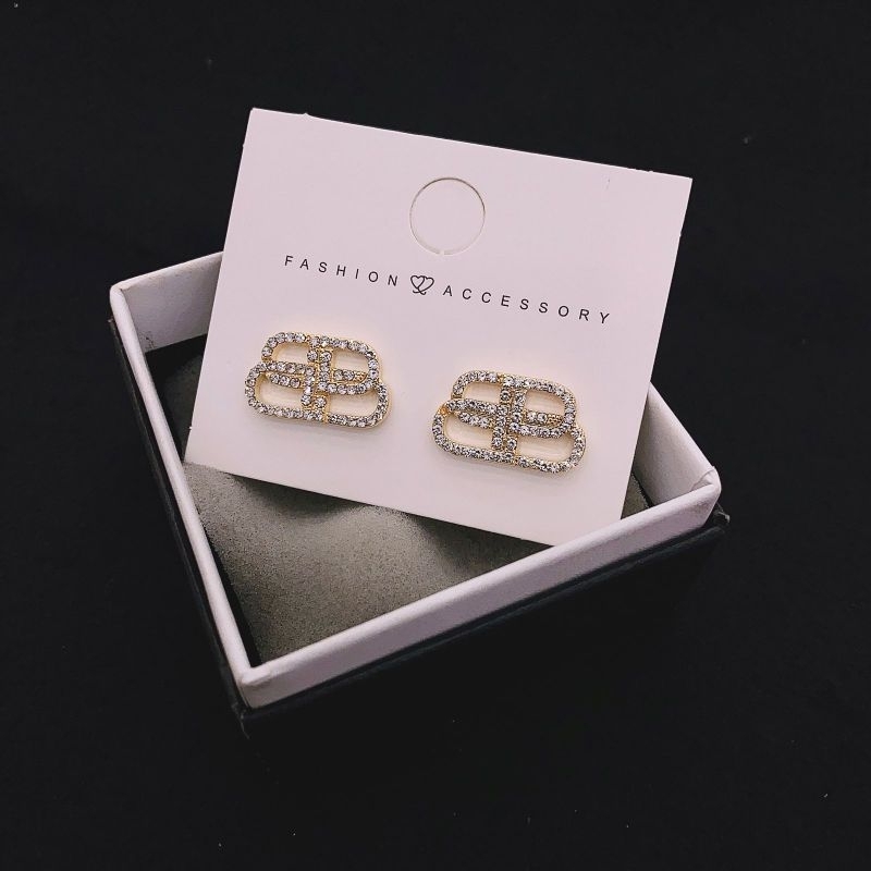 Anting Silver925 Perak mata tanam kilau mirip emas asli Premium Quality Anti Karat anti alergi S504