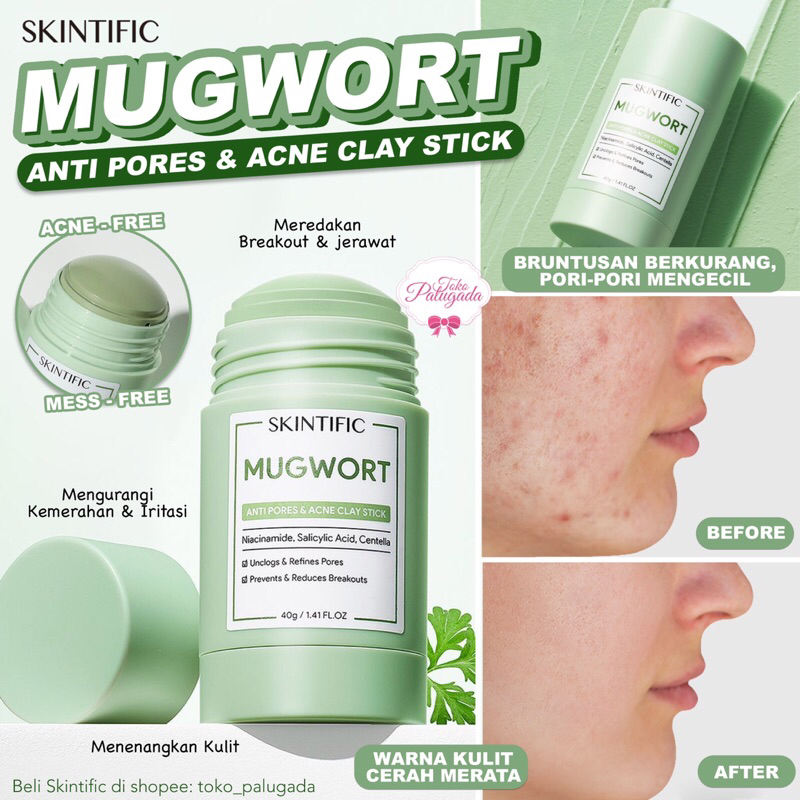 [BISA COD] SKINTIFIC Mugwort Acne Clay Stick - Masker Skintific - Masker Mugwort Skintific - Masker Stick - Masker Wajah Beruntusan