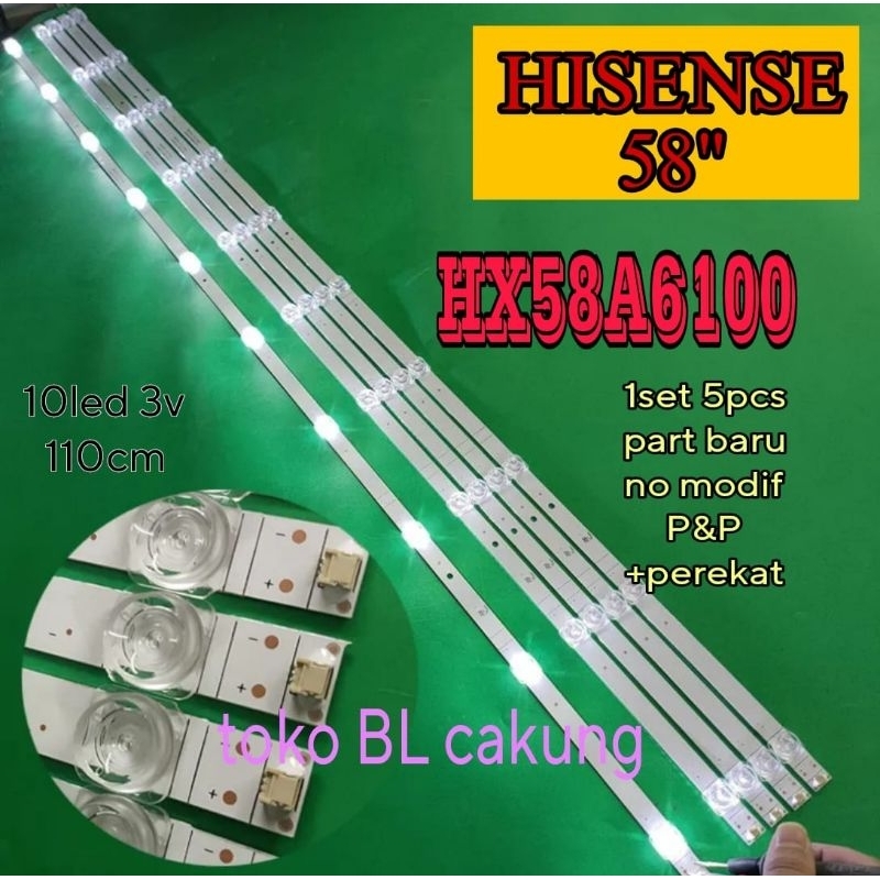 lampu led bl backlight tv hisense 58 HX58A6100UWTS HX58A6100 10led 10k