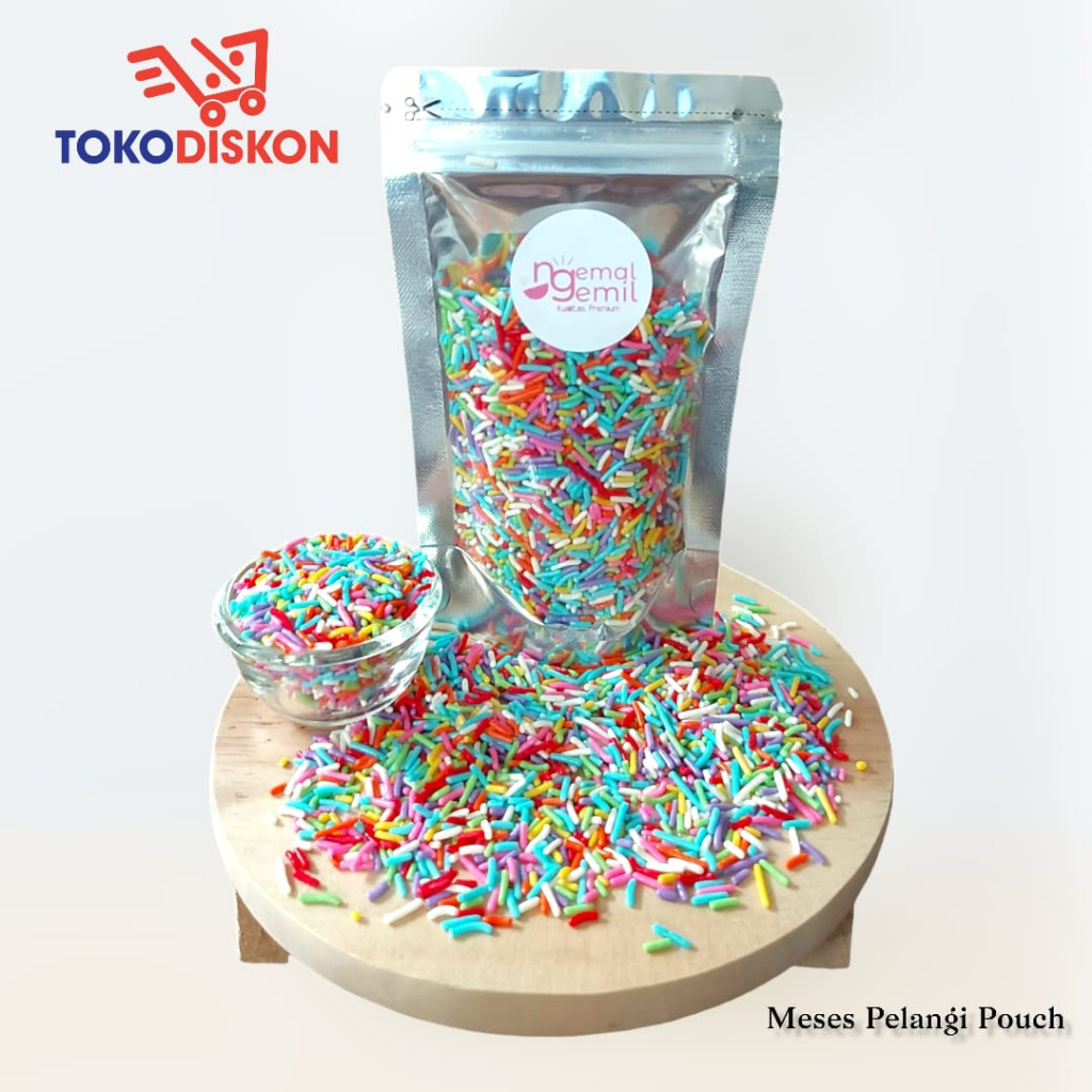 

Meses Pouch Meses Pelangi Butiran Coklat Sprinkle Topping Donut Kue Bolu Kualitas Premium