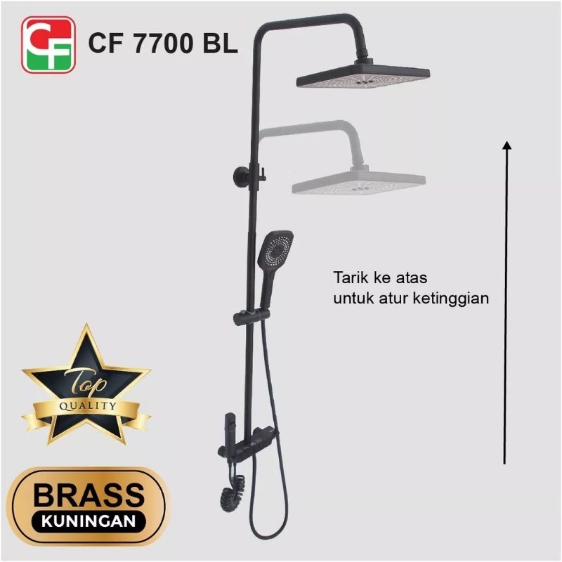 SHOWER TIANG PIANO 4IN1 STAINLESS COULOMN HITAM / PANAS DINGIN BLACK STAINLESS SUS304 CARLO FIOTINI 7700BL