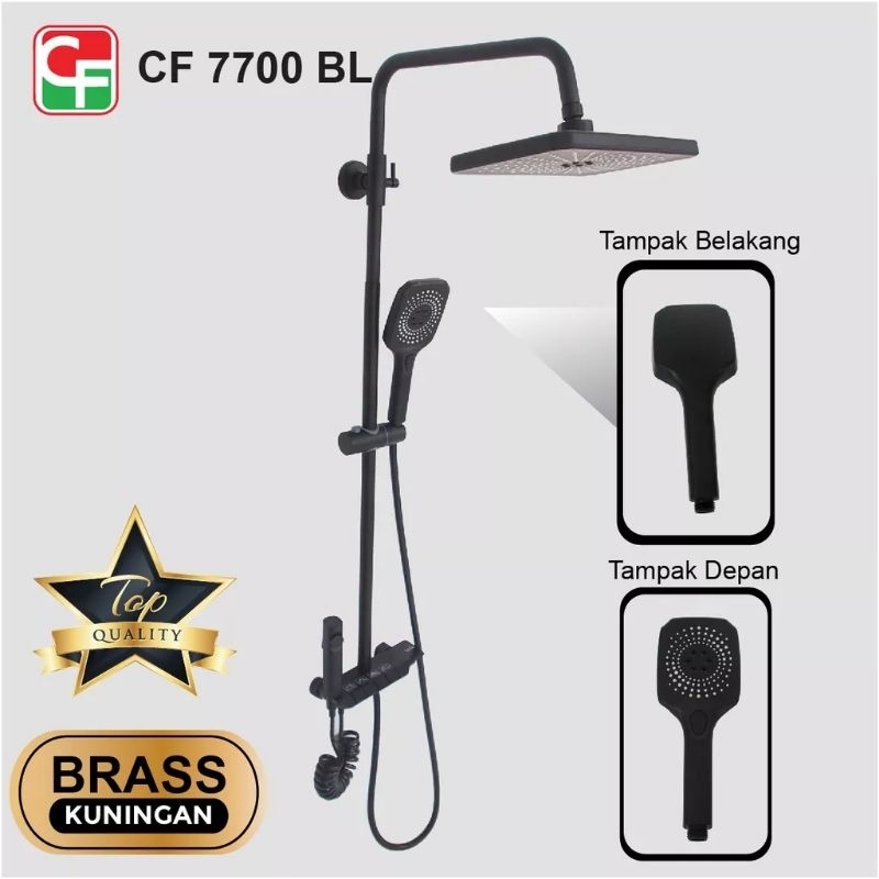 SHOWER TIANG PIANO 4IN1 STAINLESS COULOMN HITAM / PANAS DINGIN BLACK STAINLESS SUS304 CARLO FIOTINI 7700BL