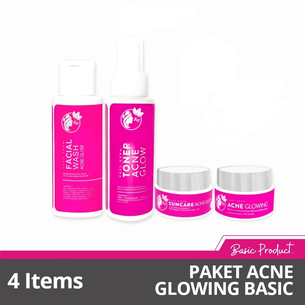 Fast Derm Paket Acne Glow Basic - Fastderm Skincare BPOM - Memudarkan Jerawat - Original
