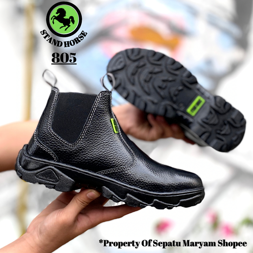 Sepatu Pria Safety Shoes Sepatu Sefty Ujung Besi Kulit Asli Sepatu Kerja Proyek Lapangan Septy SNI