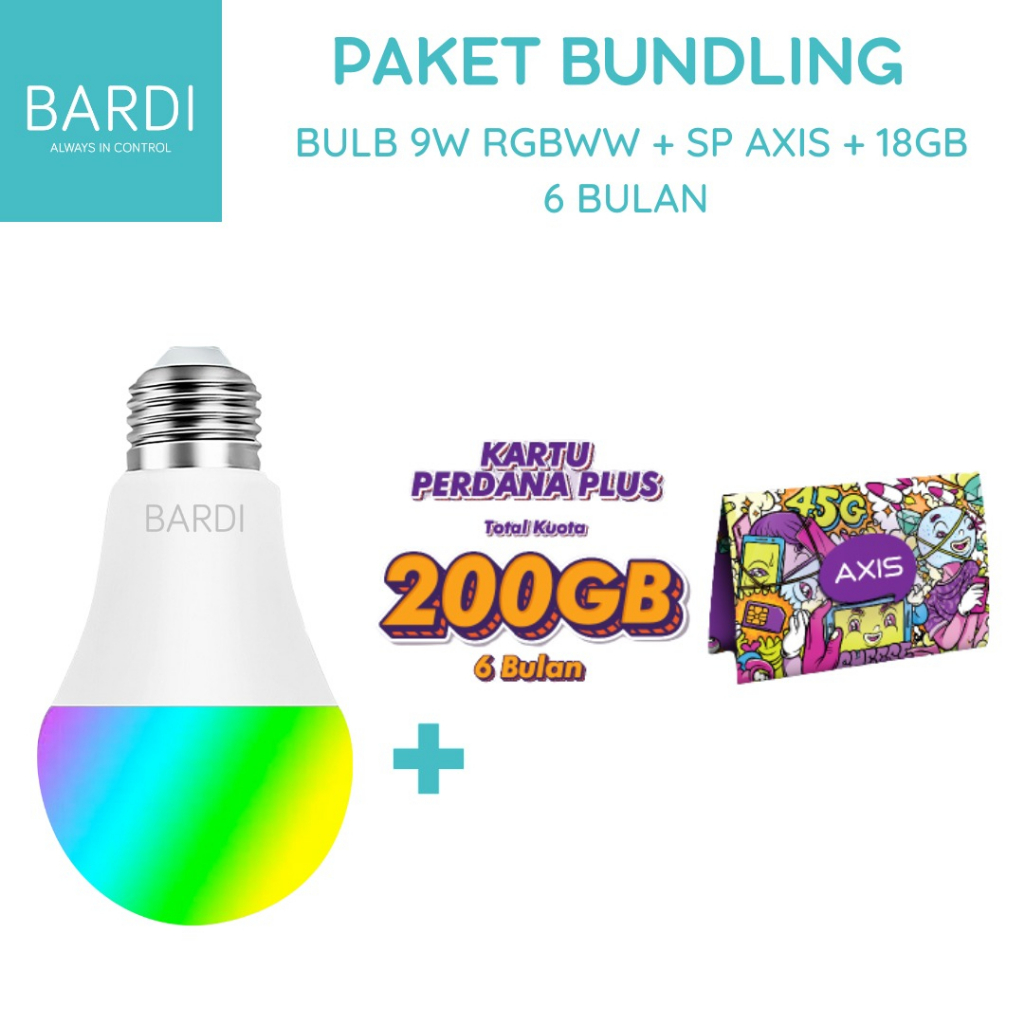 Bundling Smart LED 9W RGB WW + Kartu Perdana AXIS+ 18GB 6 Bulan