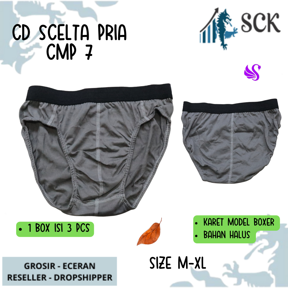 [ISI 3] CD Pria Scelta COW7 / Celana Dalam Cowok CD Laki Scelta - sckmenwear GROSIR