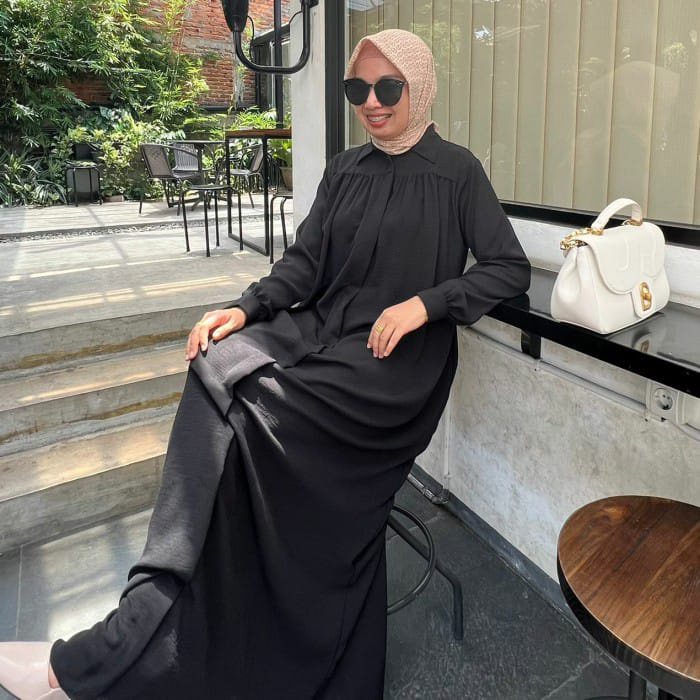 [COD] Hashiva - Pakaiam Muslim Wanita Gamis Terkini Khia Dress Bahan Polo Linen