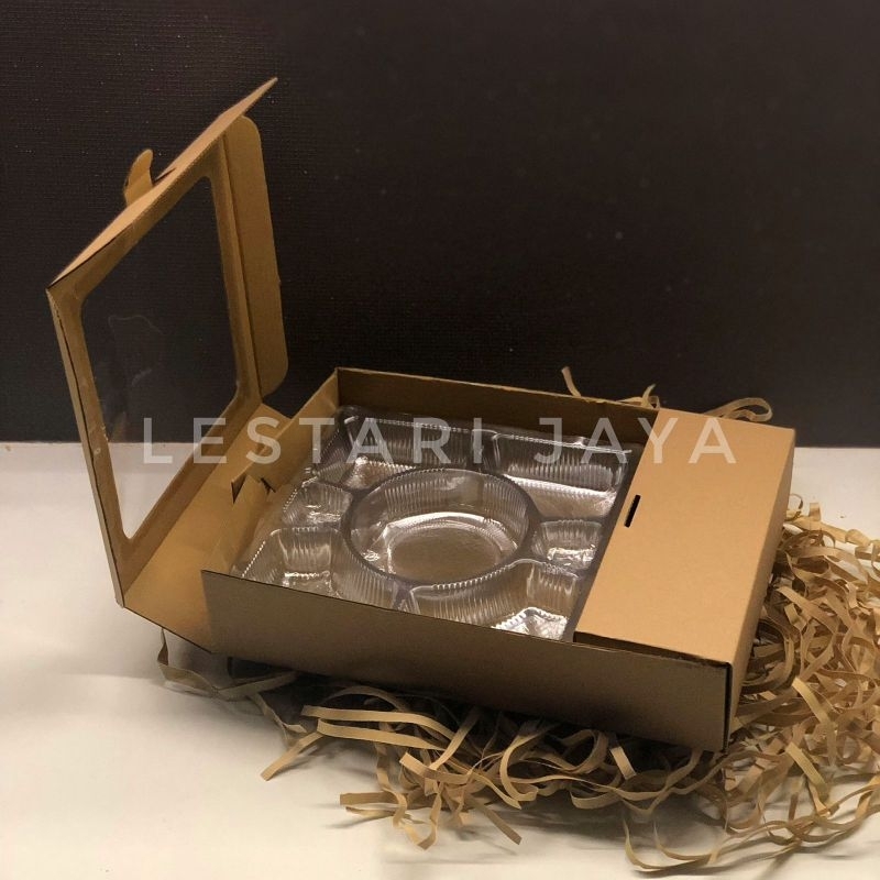 Box Kardus E-Flute Coklat Untuk Packaging Hampers Snack Box Nasi Berkat Catering Mika Sekat 31x22x6.5 CM