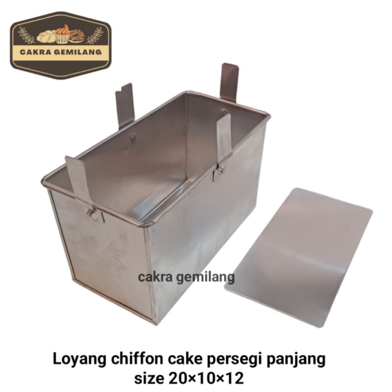 Loyang  kotak persegi bongkar pasang / loyang chiffon cake persegi panjang ukuran 20×10×12 kualitas 